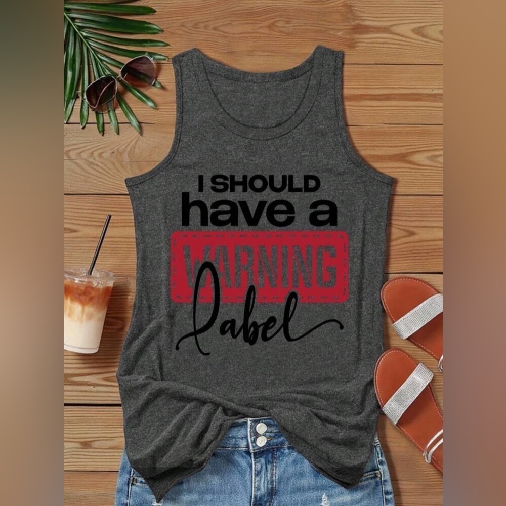 Women's Sleeveless Dark Gray Muscle Tee